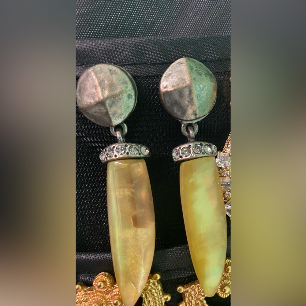 Silver yellow bone earring